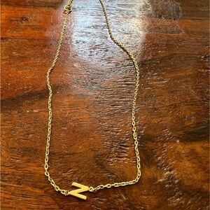J Crew Petite Initial Pendant Necklace LETTER N Dainty Layer Gold Tone